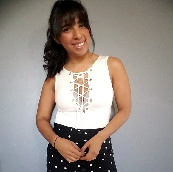 2FOR $20| DELIGHTED IVORY LACE UP BODYSUIT - Picture 4 of 7